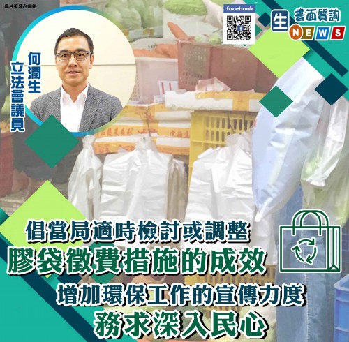 2021.07.22倡當局適時檢討或調整膠袋徵費措施的成效