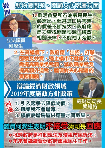 辯論經濟財政領域2019年度施政方針政策