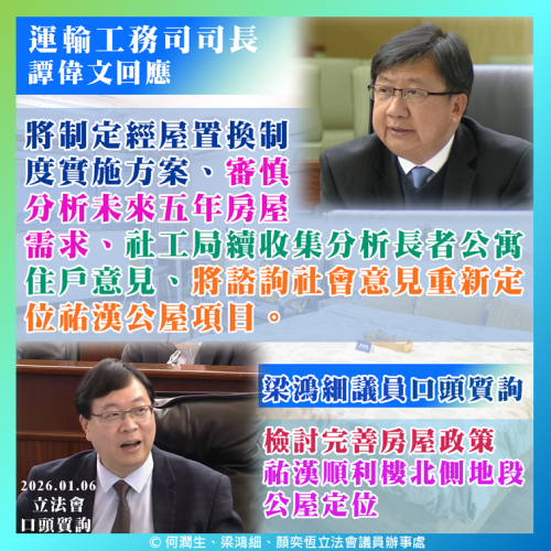 2026年1月6日口頭質詢梁鴻細議員提問及司長回覆