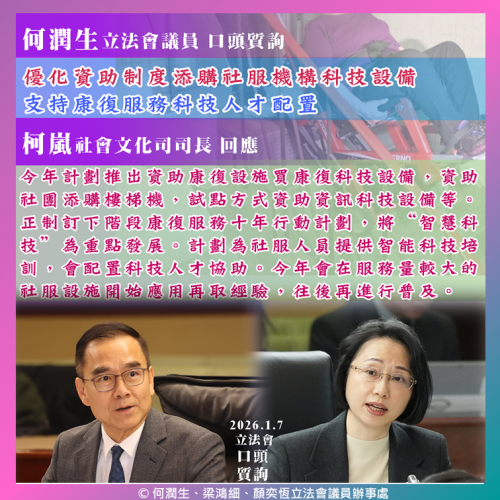 2026年1月7日口頭質詢何潤生議員提問及司長回覆